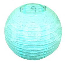 Бумажный фонарик с рисунком светло-бирюзовый 35 см. 0924-9